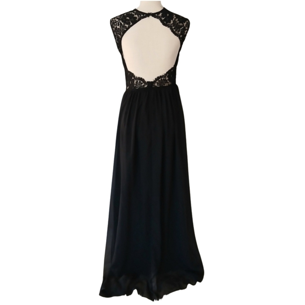 Windsor Black Sleeveless Lace Queen Ann Chiffon Maxi Dress - Picture 6 of 8